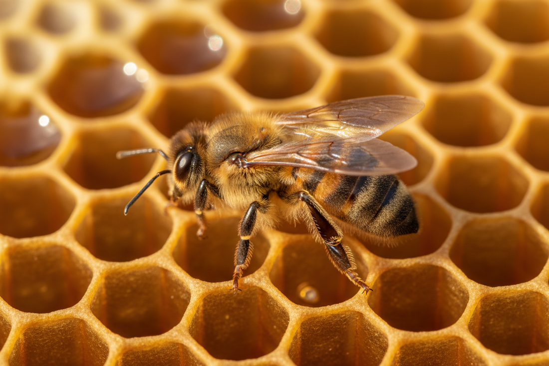 Bee on honeycomb